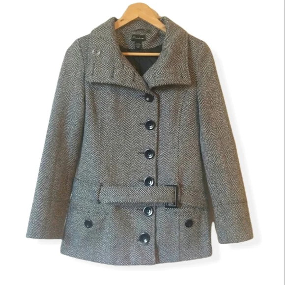 Seductions Herringbone Peacoat - Picture 1 of 11